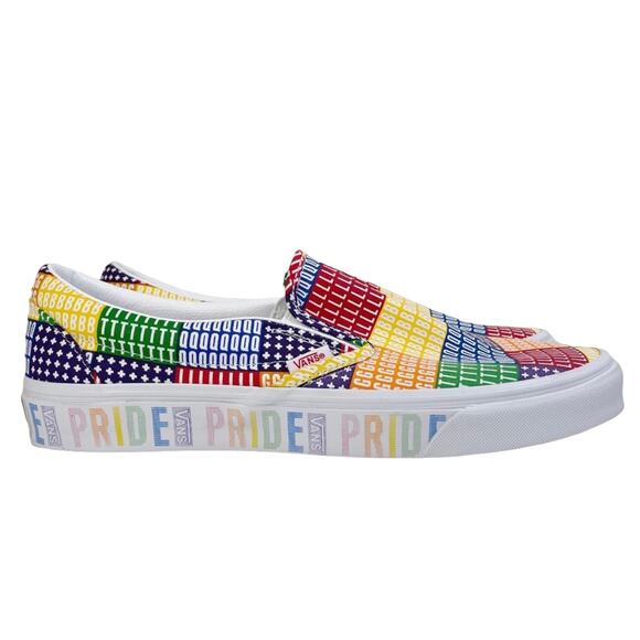 NWT Vans Classic Slip On Sneaker Pride Multi True White Mens 10 New VN0A33TB3WJ - Picture 3 of 10